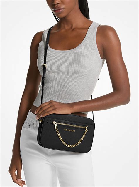 michael kors jet set large saffiano leather crossbody acorn|Michael Kors saffiano handbags.